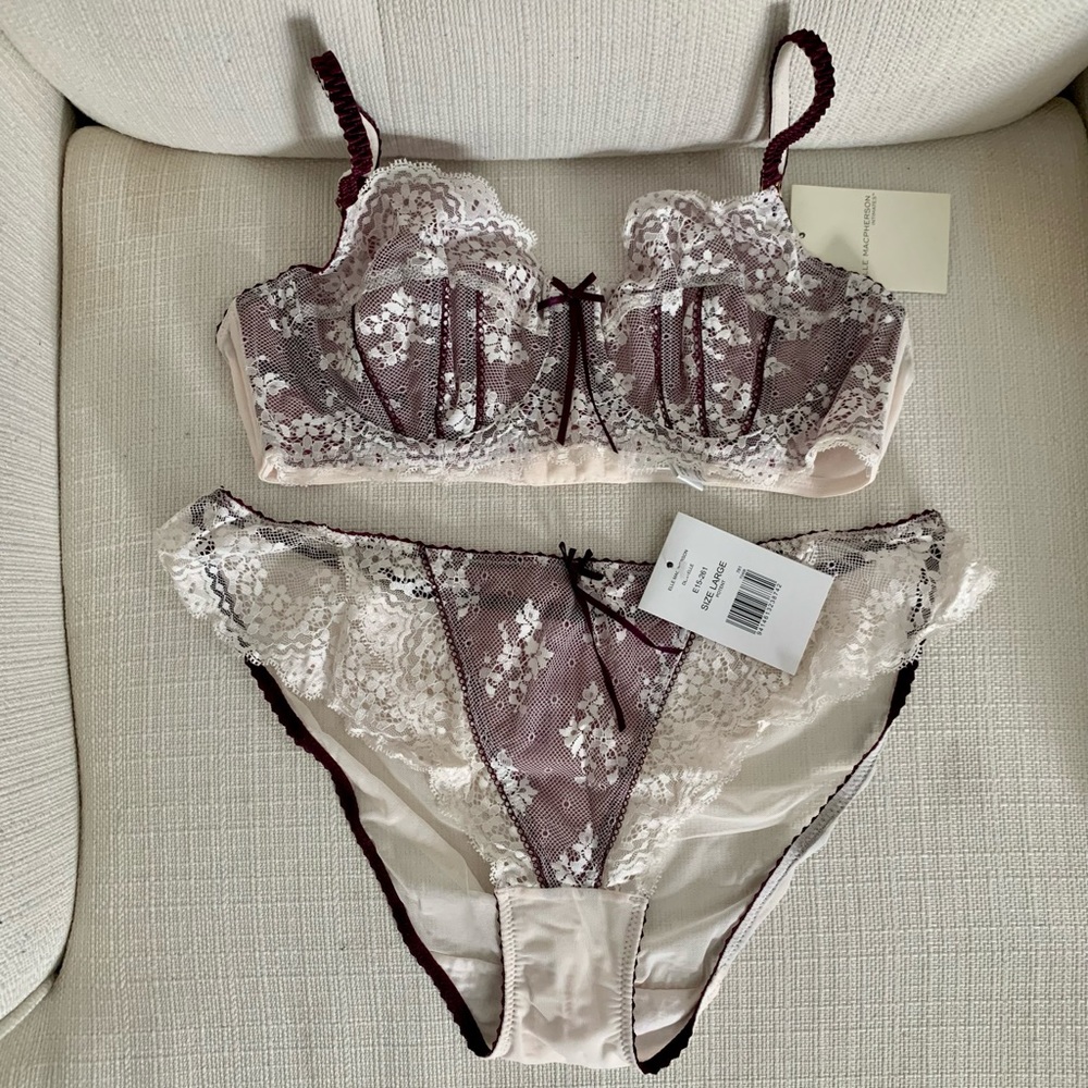 NWT sheer lace Elle Macpherson Intimates bra & panty set 36B/L - Valentine’s Day